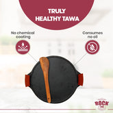ROCK TAWA DOSA TAWA 12 INCH PRE-SEASONED CAST IRON SKILLET WITH SILICON GRIP